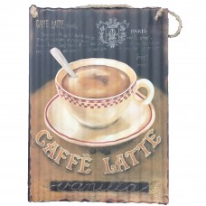 Caffe Latte and a Coffee Cup Metal Wall Art, This special design metal plate is great for decorative any room, office or event., Product Size: 11.02 x 15.74 x 1.5   556391736